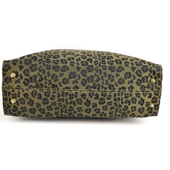 FENDI: Black/Brown, Leopard Print "FF" Logo & "Epi" Leather Tote Bag (wo) - Picture 5 of 12